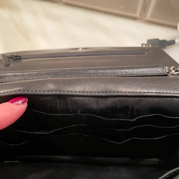 Chanel Black Pebbled Leather Wallet on a Chain - Picture 12 of 13